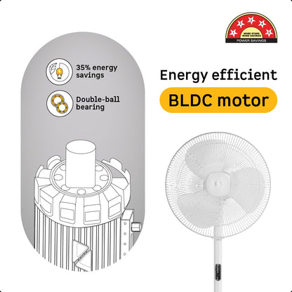 atomberg Renesa 400mm Pedestal Fan | 5-star rated | Ideal for Home & Office | Silent BLDC Stand Fan | 6 Speeds | 35W |LED Display| Remote with Oscillation, Timer, Sleep | 2 Year Warranty (Snow White)