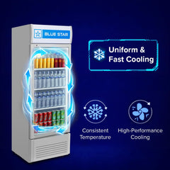 Blue Star VC325 5 Star Frost Free Vertical Glass Single Door Visi Cooler (300L, white)