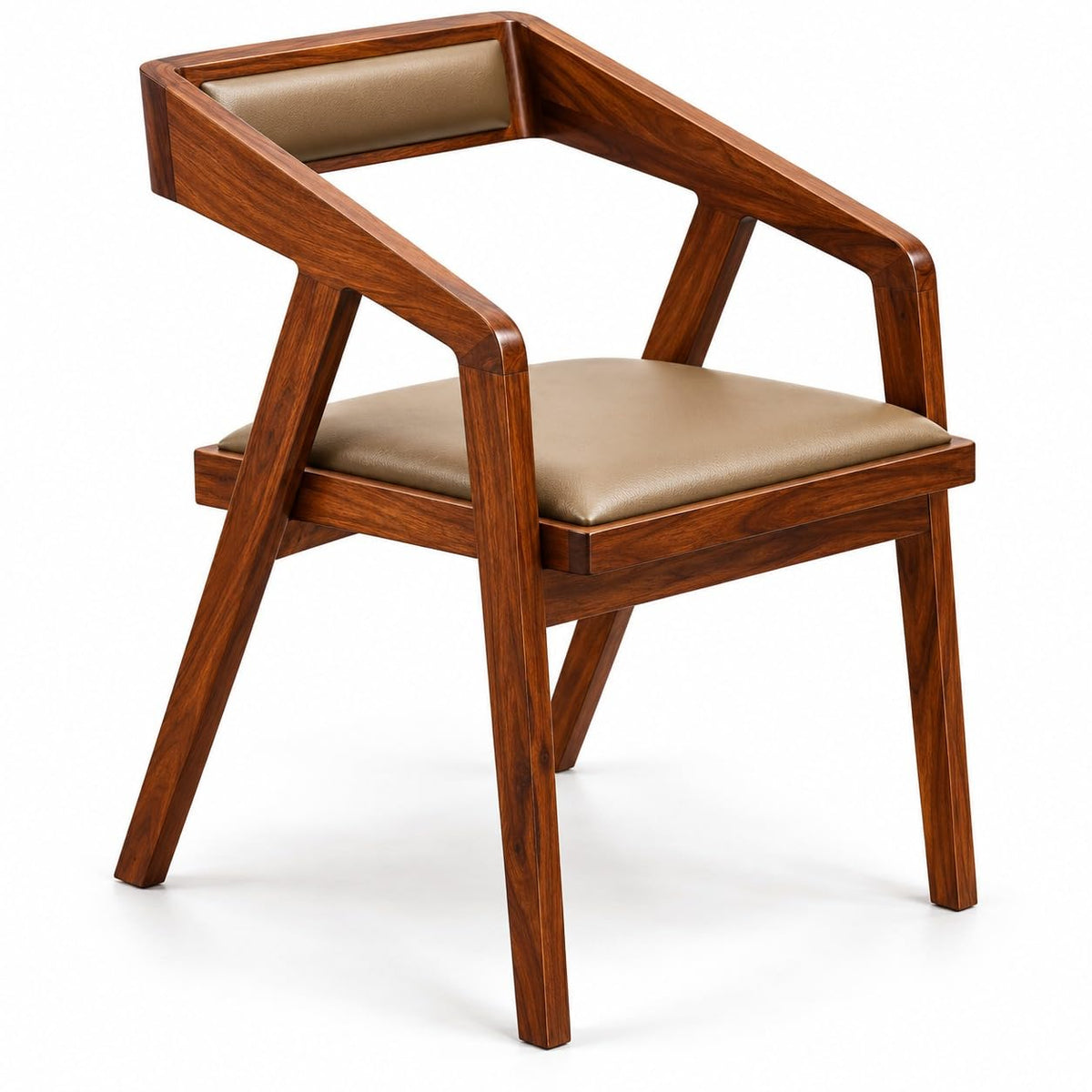 Solid Sheesham Arm Chair Modern Furniture Off Games Wooden High Chair Pu Leather Cushion for Kitchen | Living R