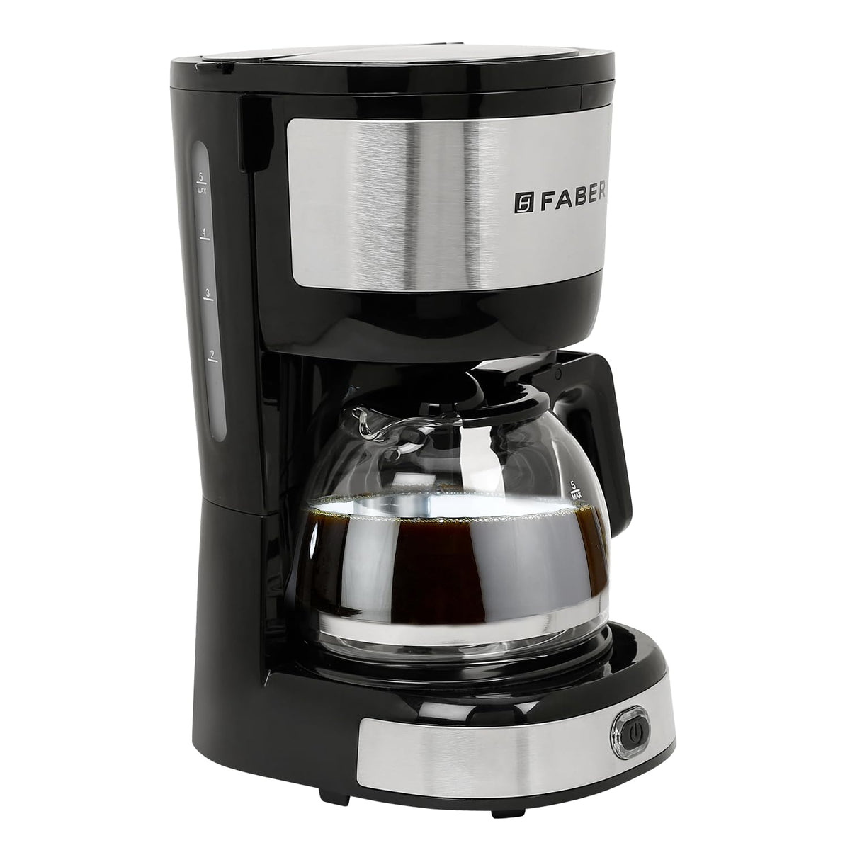 Faber Drip Coffee Machine FCM 0.6L SS BK 800W|| 4 Big Cups||Warming Plate- Keeps Coffee Warm for 30 mins||Removable Filt
