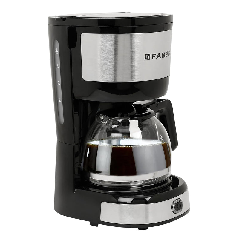 Faber Drip Coffee Machine FCM 0.6L SS BK 800W|| 4 Big Cups||Warming Plate- Keeps Coffee Warm for 30 mins||Removable Filt