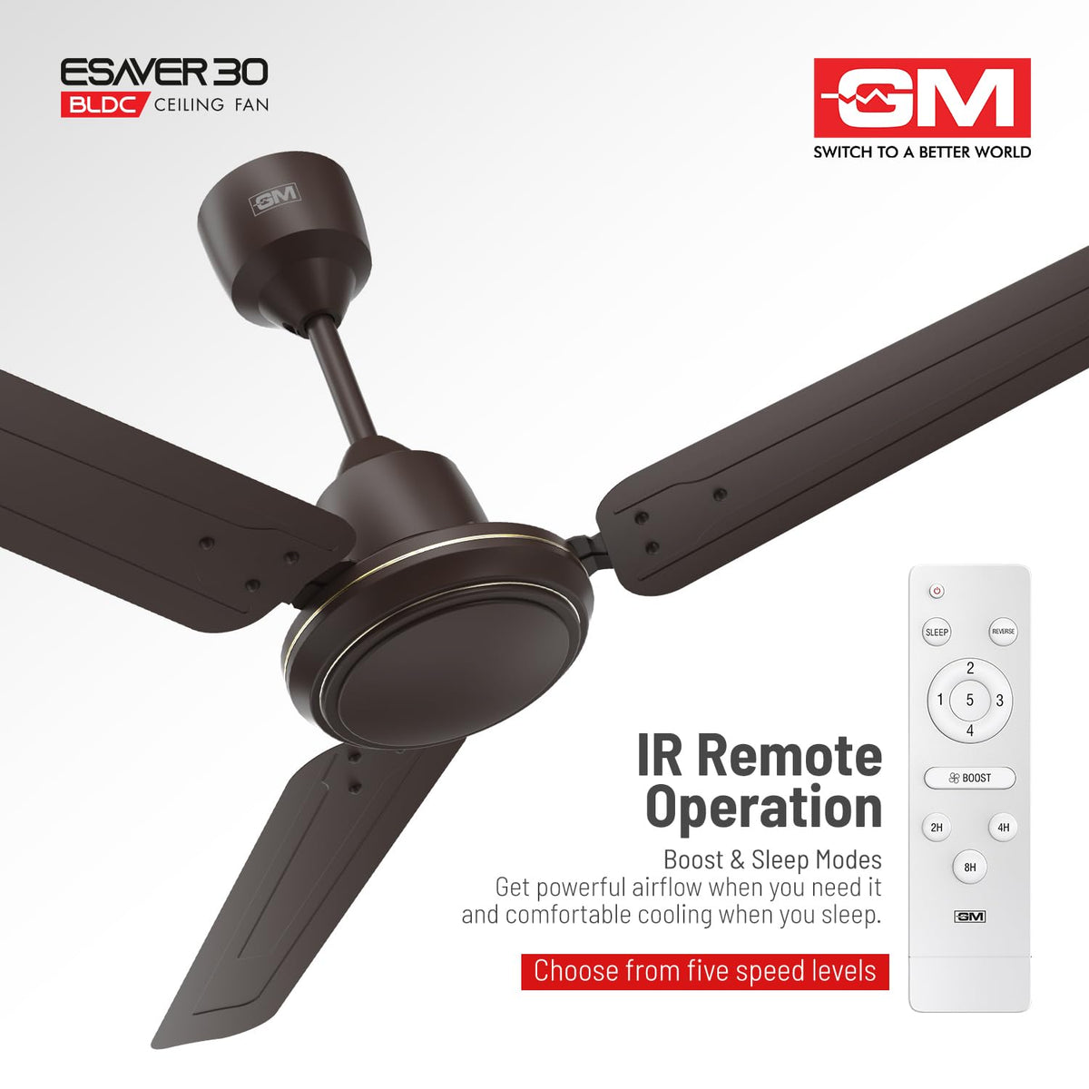 GM E Saver BLDC 1200 mm Ceiling Fan with Remote | 5 Star-5
