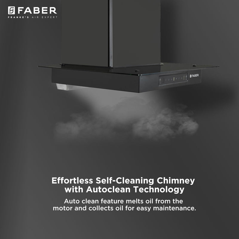 Faber 60cm 1200 m3/hr, Autoclean Chimney||Filterless|| 8Yr on Motor, 2Yr Comprehensive Warranty||Italian design - Made i