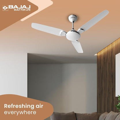BAJAJ Trendy EE 1200 Mm Ceiling Fan | Energy Efficient With BEE 1-Star Rated | 2 Years Warranty【Snowy White 】