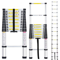 BonKaso VertiPro 2M(6.5Ft) Telescopic Ladder|Aluminum Ladder 7 Step|Multipurpose for Home & Outdoor use with Self Locking Mechanism|EN131 Certified Max Load Capacity of 150kg