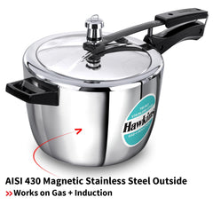 Hawkins 4.5 Litre Triply Stainless Steel Pressure Cooker, Inner Lid Cooker, Silver (HSST45)