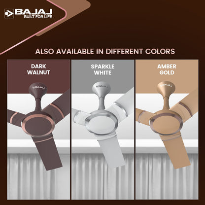 Bajaj Stylo 12S2 1200MM (48") Ceiling Fans for Home | BEE-2 Star Rated Energy Efficient Fan | SUPER 5TUFF TECHNOLOGY™ | SumoTuff Blades | High Air Delivery & High Speed | 5-Yrs Warranty 【Amber Gold】