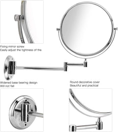 Plantex Premium Brass Magnifying Mirror/Two-Sided 360‚° Swivel Shaving Mirror with 5x/1x Magnification/Vanity Mirror for Bathroom (8 Inches-Chrome/Wall Mount)-4