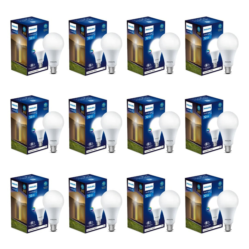 Philips Base B22 12 Watt LED Bulb (Cool Day Light, Pack of 12)