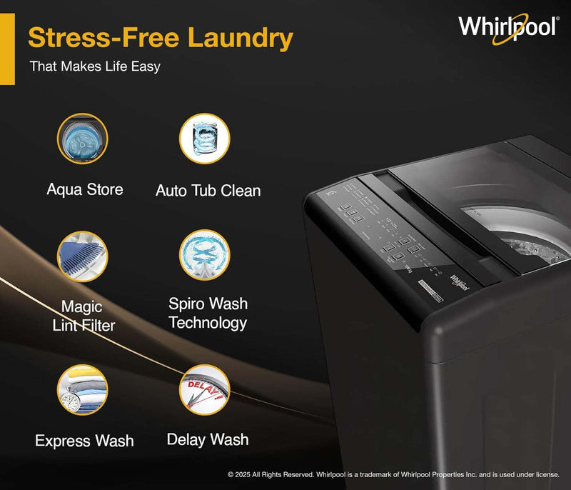 Whirlpool 7 kg Magic Clean 5 Star Fully Automatic Top Load Washing Machine Grey (MAGIC CLEAN 7.0 GENX GREY 5YMW)