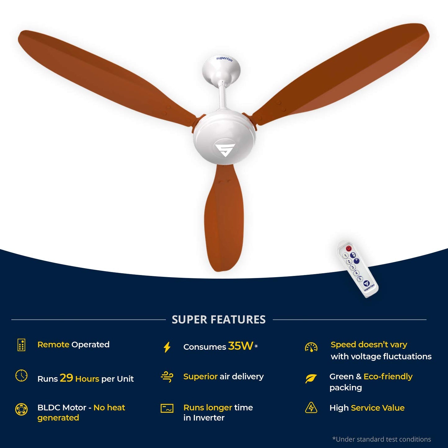 Superfan SuperX1 1200mm BLDC Ceiling fan for Home | India's 1'st BLDC fan| BEE 5 Star Rated Energy Efficient BLDC Fan| 5 Year Warranty (Orange)