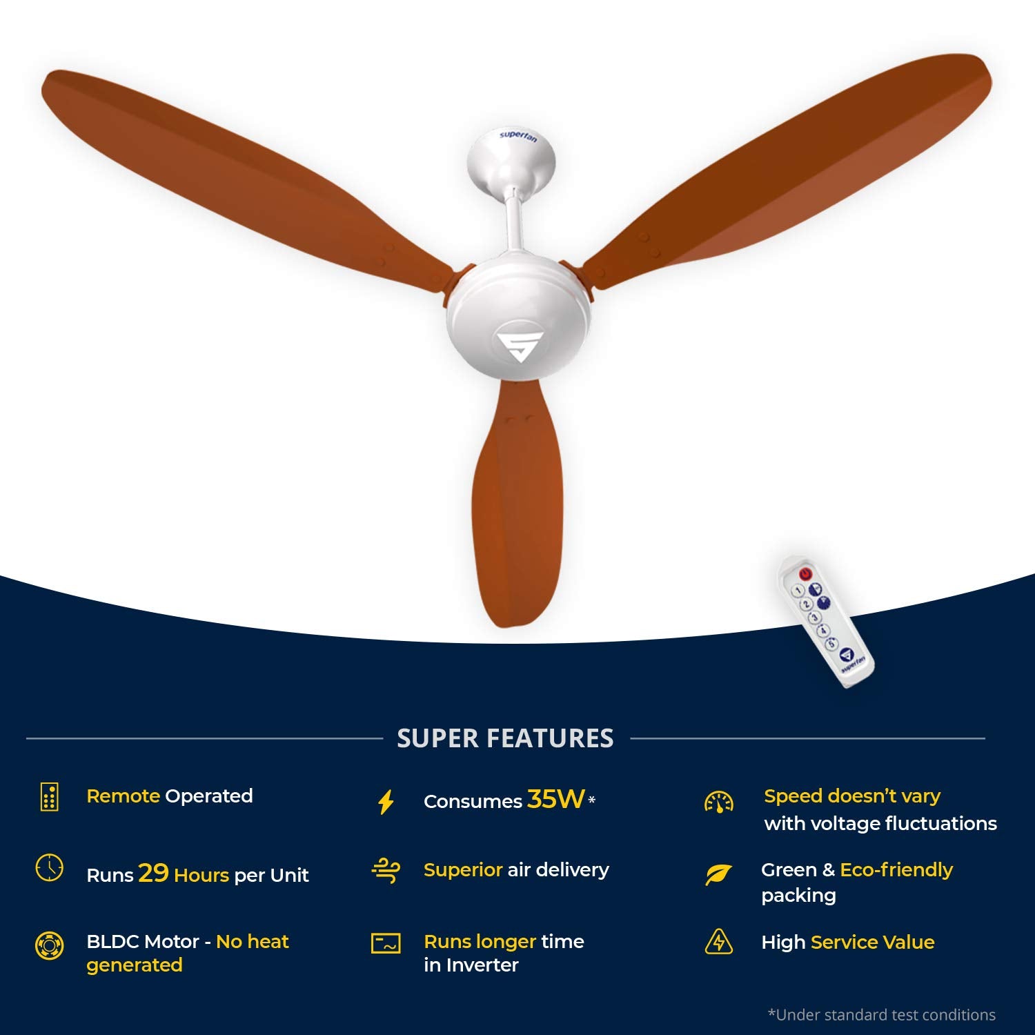 Superfan SuperX1 1200mm BLDC Ceiling fan for Home | India's 1'st BLDC fan| BEE 5 Star Rated Energy Efficient BLDC Fan| 5 Year Warranty (Orange)