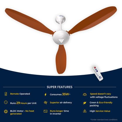 Superfan SuperX1 1200mm BLDC Ceiling fan for Home | India's 1'st BLDC fan| BEE 5 Star Rated Energy Efficient BLDC Fan| 5 Year Warranty (Orange)