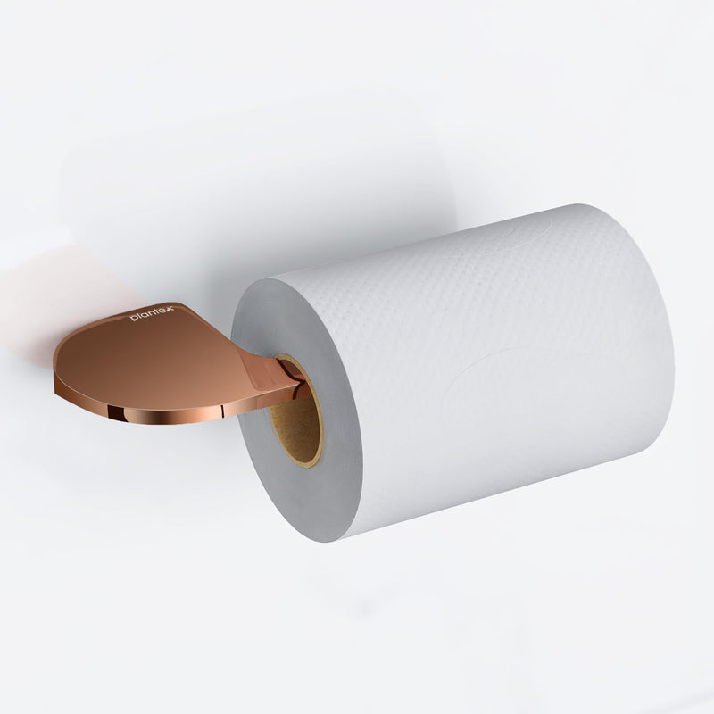 Plantex Smero Pure Brass Toilet Paper Holder/Toilet Paper Roll Holder/Tissue Paper Roll Holder for Bathroom - Smart (PVD Rose Gold)-1