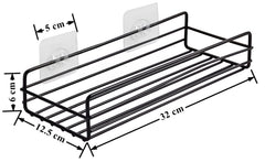 Plantex Self Adhesive Bathroom Shelf Rack/Bathroom Organiser Without Drill//GI-Steel Shelf for Kitchen with Magic Stickers/Bathrooms Accessories - Pack of 2 (12x5 Inches, Black)-4