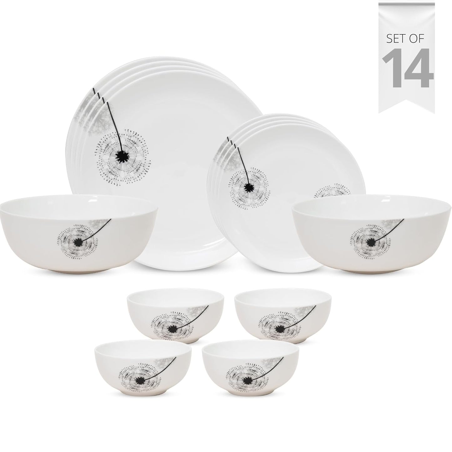 Clay Craft Fine Ceramic Eco Dinner Set, Enchanting Gold - 14 Piece, Family of 4, Dining Set - Gift Ready