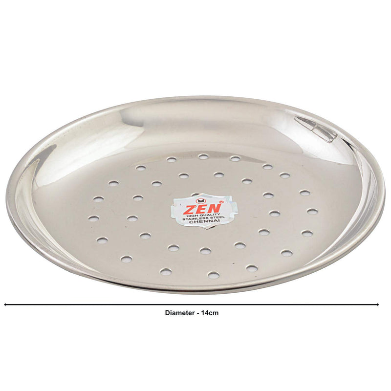 JAIN Stainless Steel 2in1 Thatte Idly Stand | Dhokla Maker & Idiappam Stand - 8 Plates Thatte Idli Plate & Momos Steamer Stand (4 Thattu Idly Plates, 4 Idiappam Plates, 1 Stand) - Silver