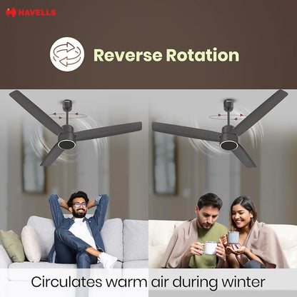 Havells FAB BLDC PRO Ceiling Fan 1200mm, 380 RPM, Savings upto 65%, Reverse Rotation, 4 Modes , Low Wattage 30W, Low Noise, Air Flow:225 CMM, 3 Year Warranty, Smoke Brown