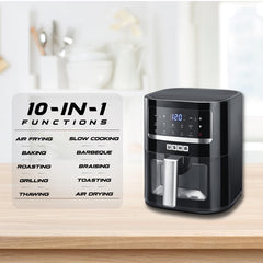 USHA Ichef Smart Air Fryer 4.5L,10 In 1 Functions10 Preset Menu|Digital Display&Touch Panel|Transparent Window|Illuminated Chamber|Turbo Air Circulation|Oil Free Cooking|Auto Pause/Start(Black),1350W