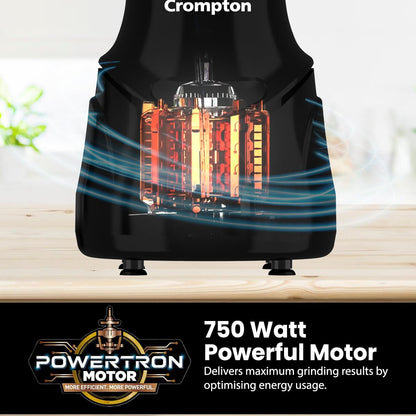 CROMPTON DS 750W Mixer Grinder- 750W Powertron Motor for faster grinding results | Motor Vent-X for durability | 4 Jars (1.5L with FF, 1.5, 1L, 0.4L) 2 Years Warranty on Product & Motor.