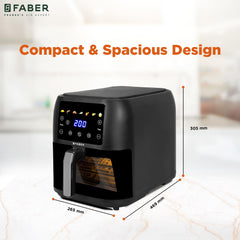 Faber 8 L 1700W Digital Air Fryer | Fry, Bake, Roast | 85% Less Oil, 200°C Swirl Heating Technology | 7-Preset Menu, Tou