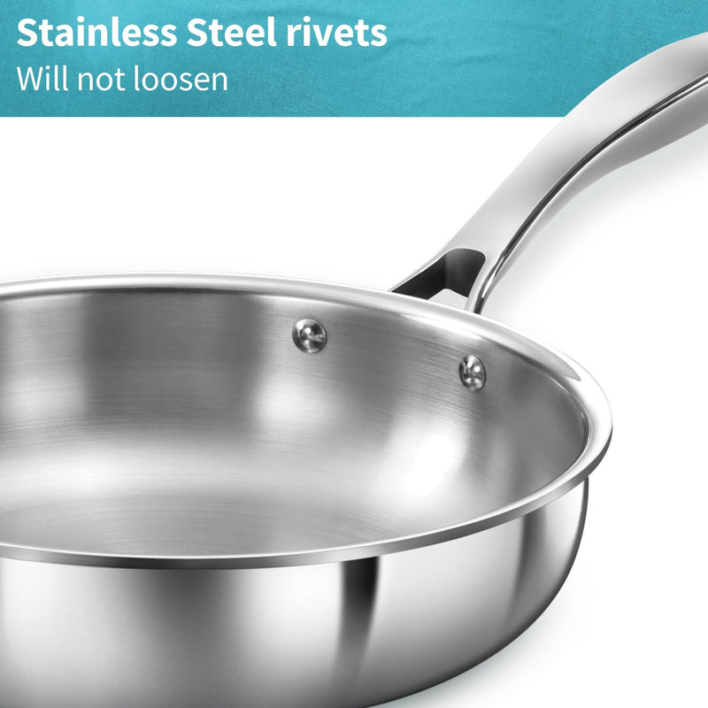 Hawkins Pro 22 cm Frying Pan, Triply Stainless Steel Fry Pan with Stainless Steel Handle, Silver (PSF22)