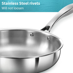 Hawkins Pro 26 cm Frying Pan, Triply Stainless Steel Fry Pan with Stainless Steel Handle, Silver (PSF26)