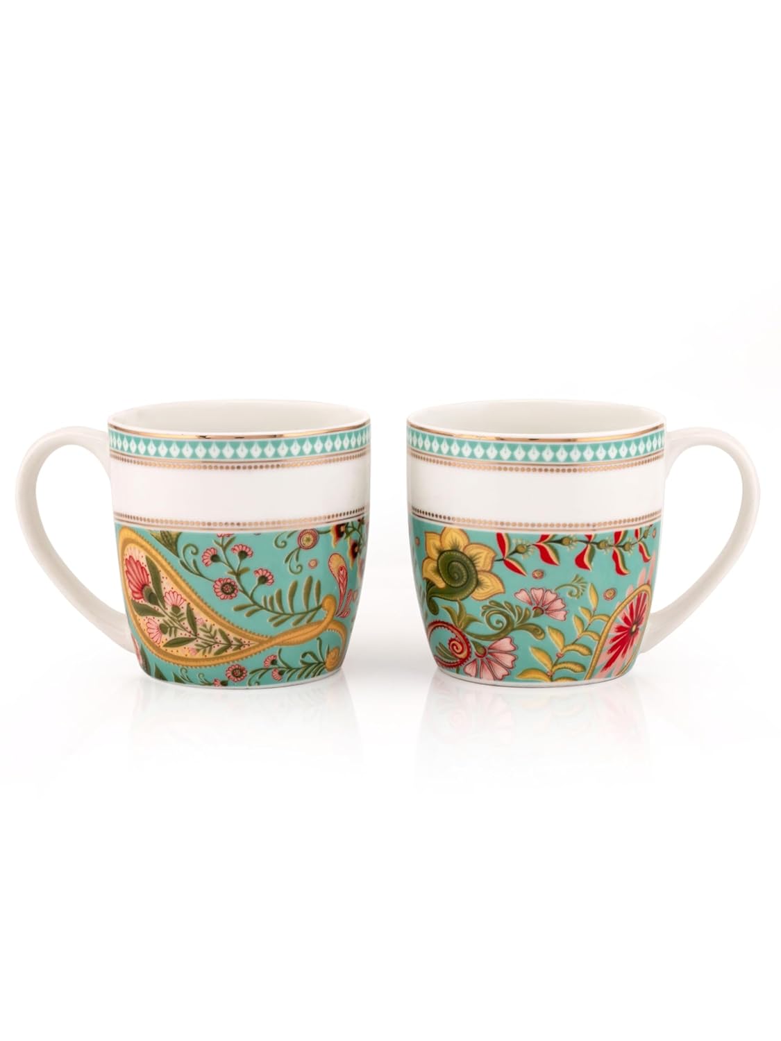 Clay Craft Fine Ceramic Tea/Coffee Cup Set of 6-200 ml Each (Vintage Bliss), Tea Cup Set of 6, Microwave & Dishwasher Safe, Mugs for Coffee, Cups Set of 6, Mug Set, Gift Set, Ideal for Gifting