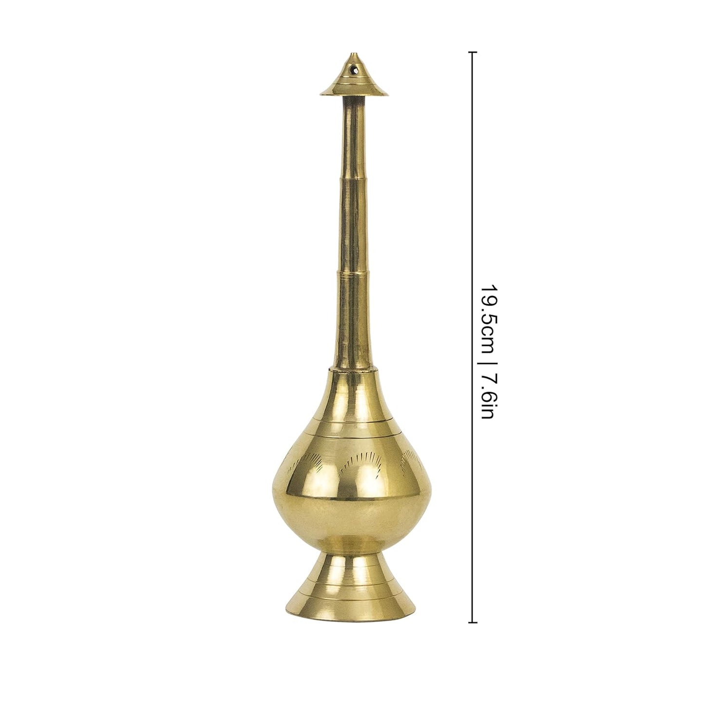 Brass Sprinkler Bottle for Holy Water, Gangajal and Perfume Gulab Pash Rose Brass Water Paneer Sombu –(Small, 8 Inch)