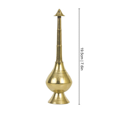 Brass Sprinkler Bottle for Holy Water, Gangajal and Perfume Gulab Pash Rose Brass Water Paneer Sombu –(Small, 8 Inch)