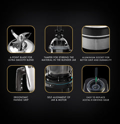 Sujata MG02 Mixer Grinder|1000 Watts Double Ball Bearing Motor|24000 RPM|Non-Stop 90 Mins Running|3 Food Grade Steel Jars including 1500ml Multipurpose, 1000ml Grinder, 500ml Chutney Jar| (Black)