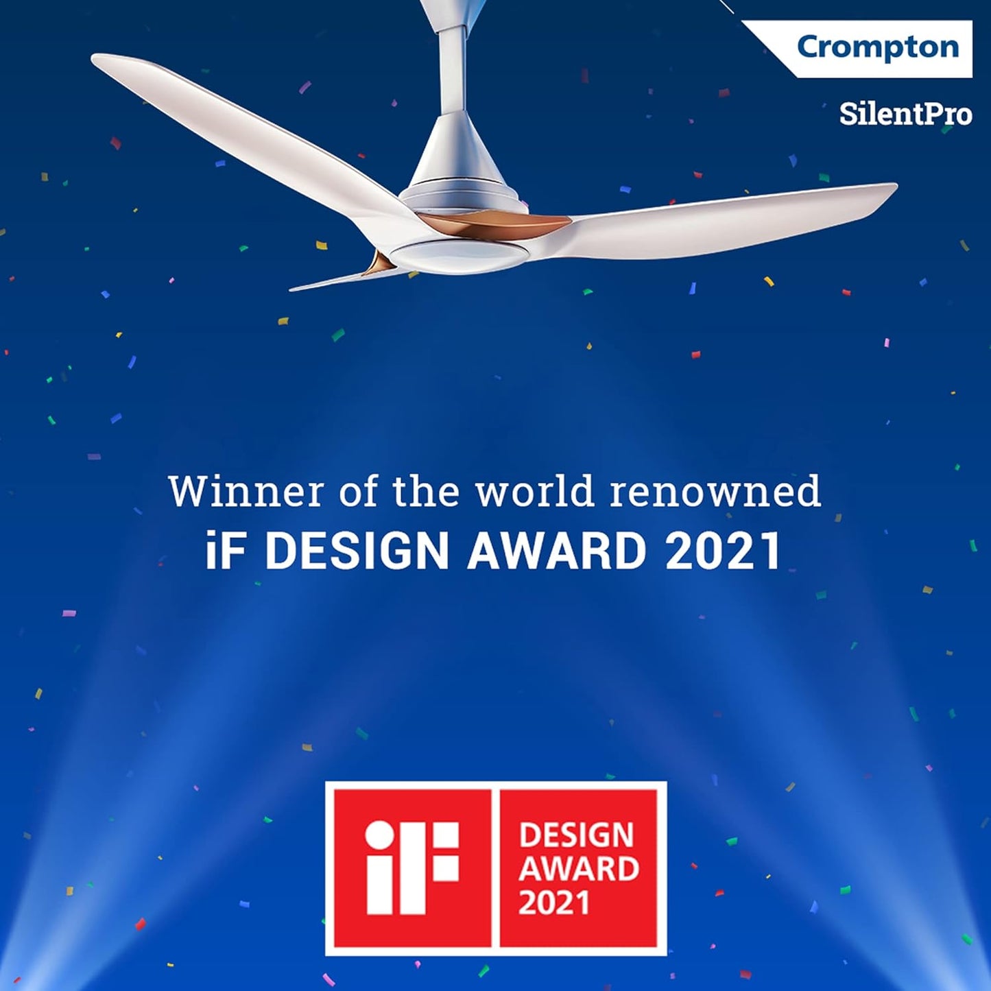Crompton SilentPro Enso 1225 mm ActivBLDC Remote-controlled Ceiling Fan | 2X Silent | iF Design Award 2021 | 5 Years Warranty (Silk White)