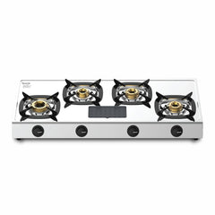Butterfly Matchless 4 Burner Open Gas Stove, Silver