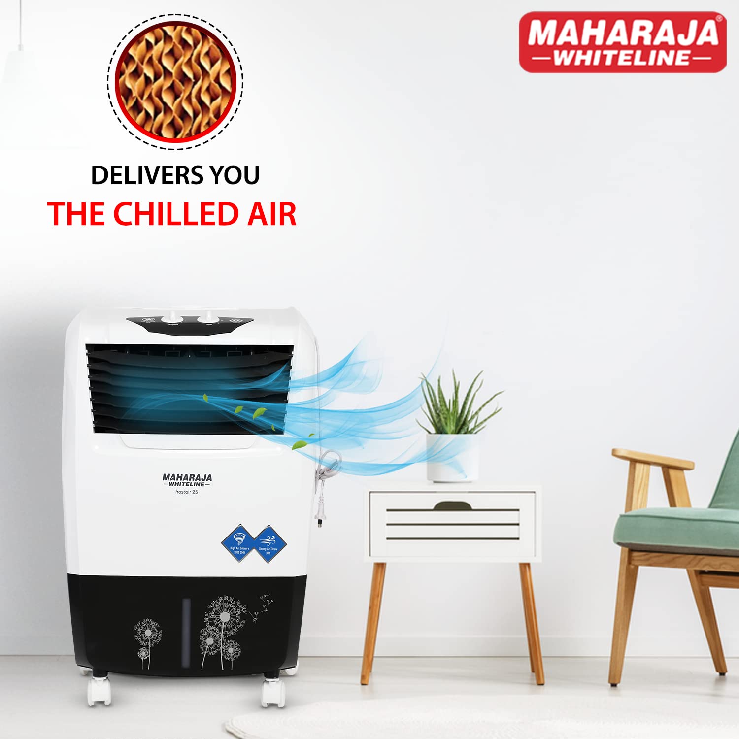 Maharaja Whiteline Frost Air 25 Air Cooler, 22 Litre, White & Grey (Co-165) Qty: 12