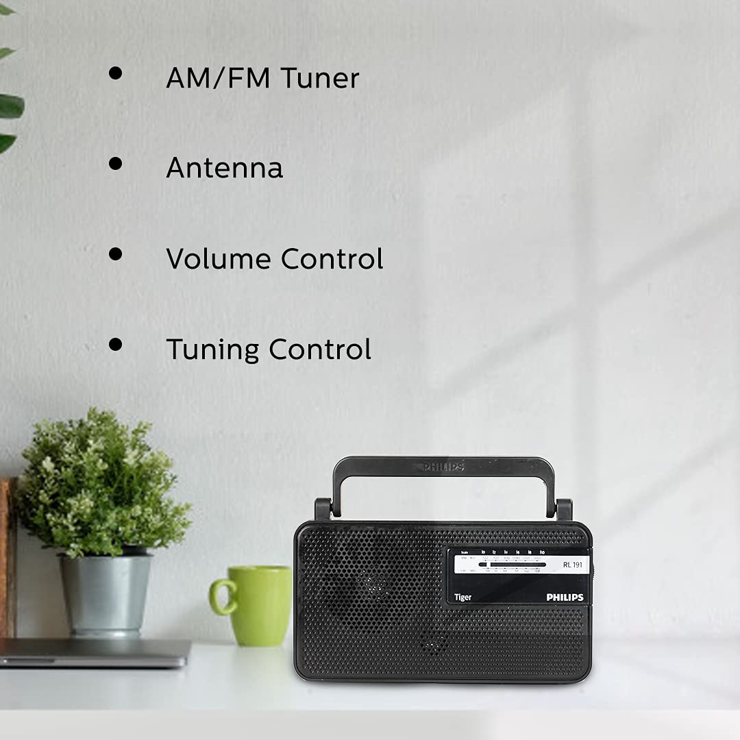 Philips Portable Radio RL191/94 with MW/FM Bands, 180mW RMS Sound Output, Telescopic Antenna