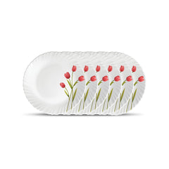La Opala Novo Collection Opal Glass Crockery | Full Plate Set of 6 | Petite Roses Design | Plates for Dining & Gifting | Microwave Safe | 100% Vegetarian | Extra Strong | Super Light & White