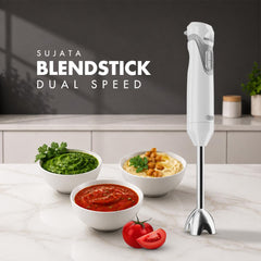 Sujata Blendstick 600W Hand Blender | 18000 RPM, Stainless Steel Shaft, Detachable Stick - Dual Speed / White