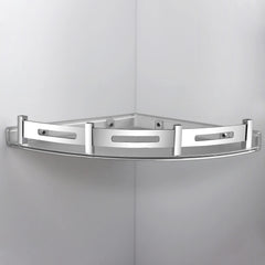 Plantex Bathroom Corner Shelf for Wall Plastic/Unbreakable Corner Stand for Bathroom with Stainless Steel Railings/Bathroom Accessories (9x9 inches, Transparent)-6