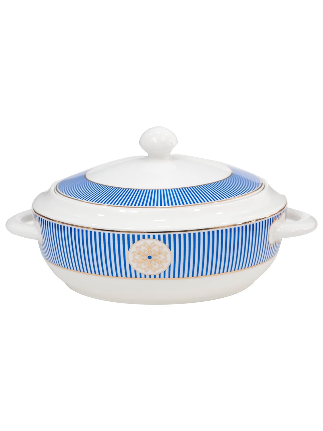 Clay Craft Fine Ceramic Gold Line Premium Classy Dinner Set of 40 - (Blue), for Family of 6, Dinner Set Ceramic, Crockery Set, Dining Set for Dinner, Crockery Set for Gift, Dinner Set 40 Pieces