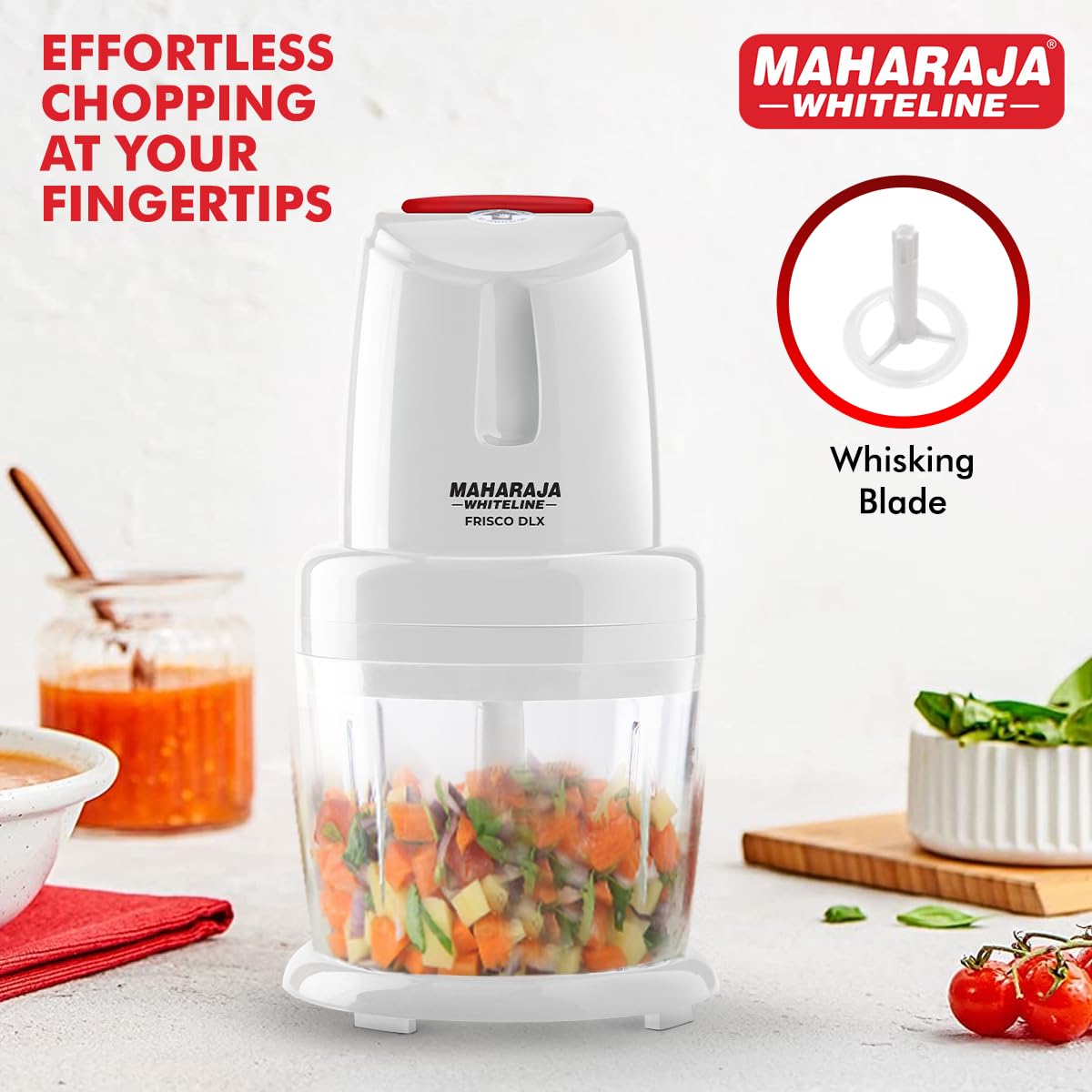 Maharaja Whiteline Frisco Dlx Electric Chopper (800ml)- 250 Watt | 2 Year Warranty - White