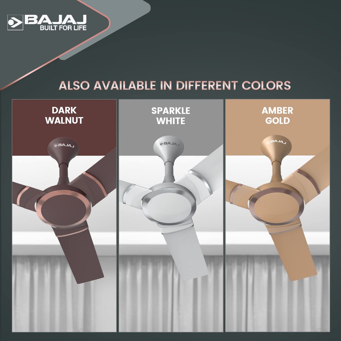 Bajaj Stylo 12S2 1200MM Ceiling Fans for Home | BEE-2 Star Rated Energy Efficient | SUPER 5TUFF TECHNOLOGY™ | SumoTuff Blades | High Air Delivery & High Speed | 5-Yrs Warranty 【Sparkle White】