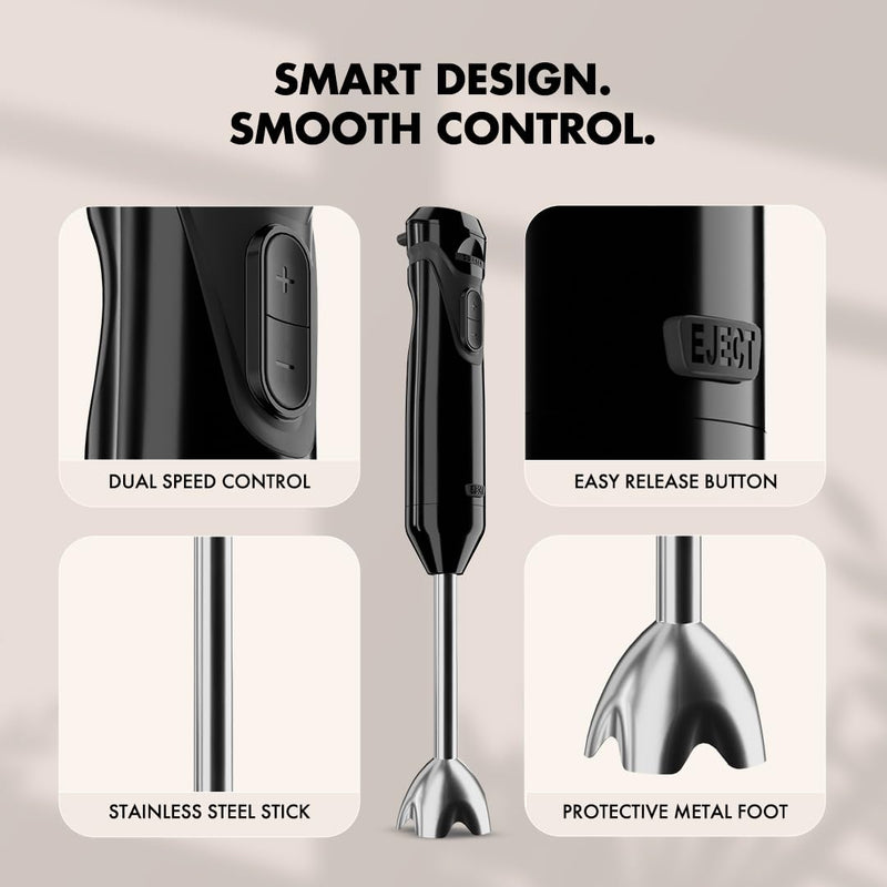 Sujata Blendstick 600W Hand Blender | 18000 RPM, Stainless Steel Shaft, Detachable Stick - Dual Speed / Black
