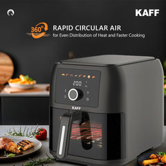 Kaff KFR8 Air Fryer Oven with 360° High Speed Air Circulation Technology | Digital LED Display & Touch Control Panel | B
