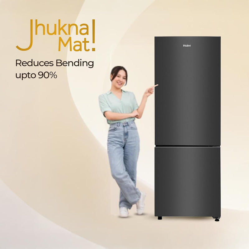 Haier 237 L 2 Star Frost Free Twin Inverter Double Door Bottom Mount Refrigerator with Extra Spacious 2X Veg Box (HEB-242EGBA-P, GE Black, 2026 Model)-4