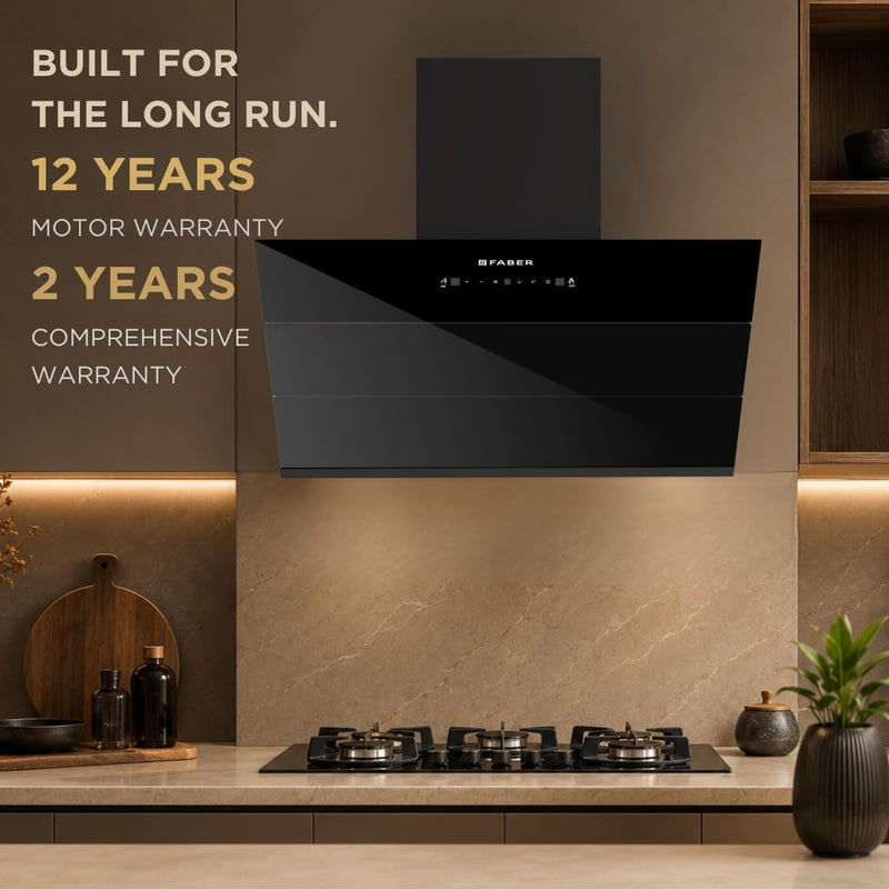 Faber Energy 90cm 1500m³/hr BLDC Autoclean Chimney|9 Speed Silent Hood|Energy Efficient|Filterless |Touch&Gesture Contro