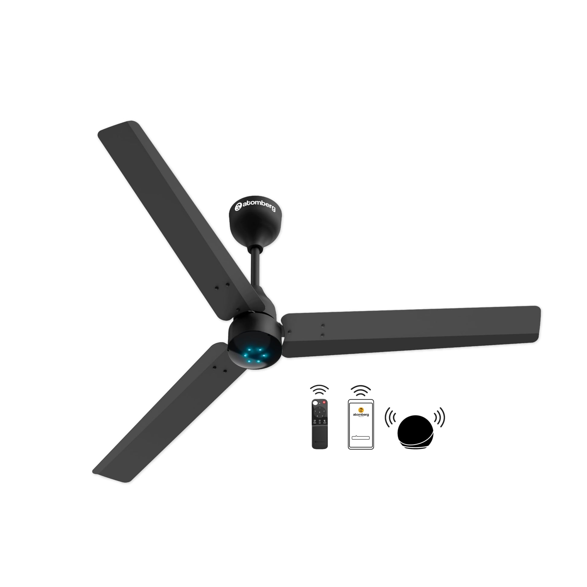 atomberg Renesa Halo Smart Alexa Enabled 1200mm BLDC Ceiling Fan with Remote | BEE 5 star | High Air Delivery | Low noise | LED Speed Indicator | Sleek Design | | 3 Year Warranty| Misty Teal