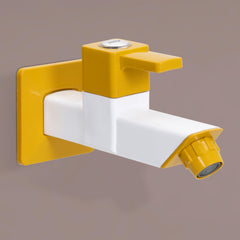 Plantex PTMT EDS-122 Single LeverPainted Bib Tap For Bathroom With Water Saving Aerator/Bib Cock For Bathroom With Plastic Wall Flange & Teflon Tape (Yellow & White)-1