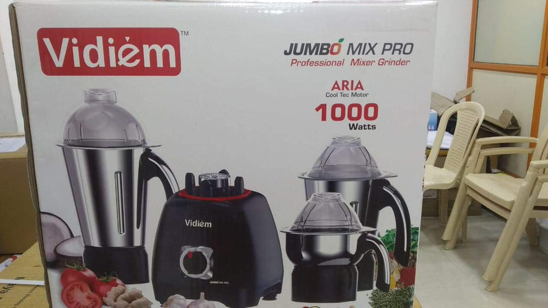 Vidiem MG 567 A Jumbo Mix Pro Mixer Grinder 1000W with 2 Jars (Black)