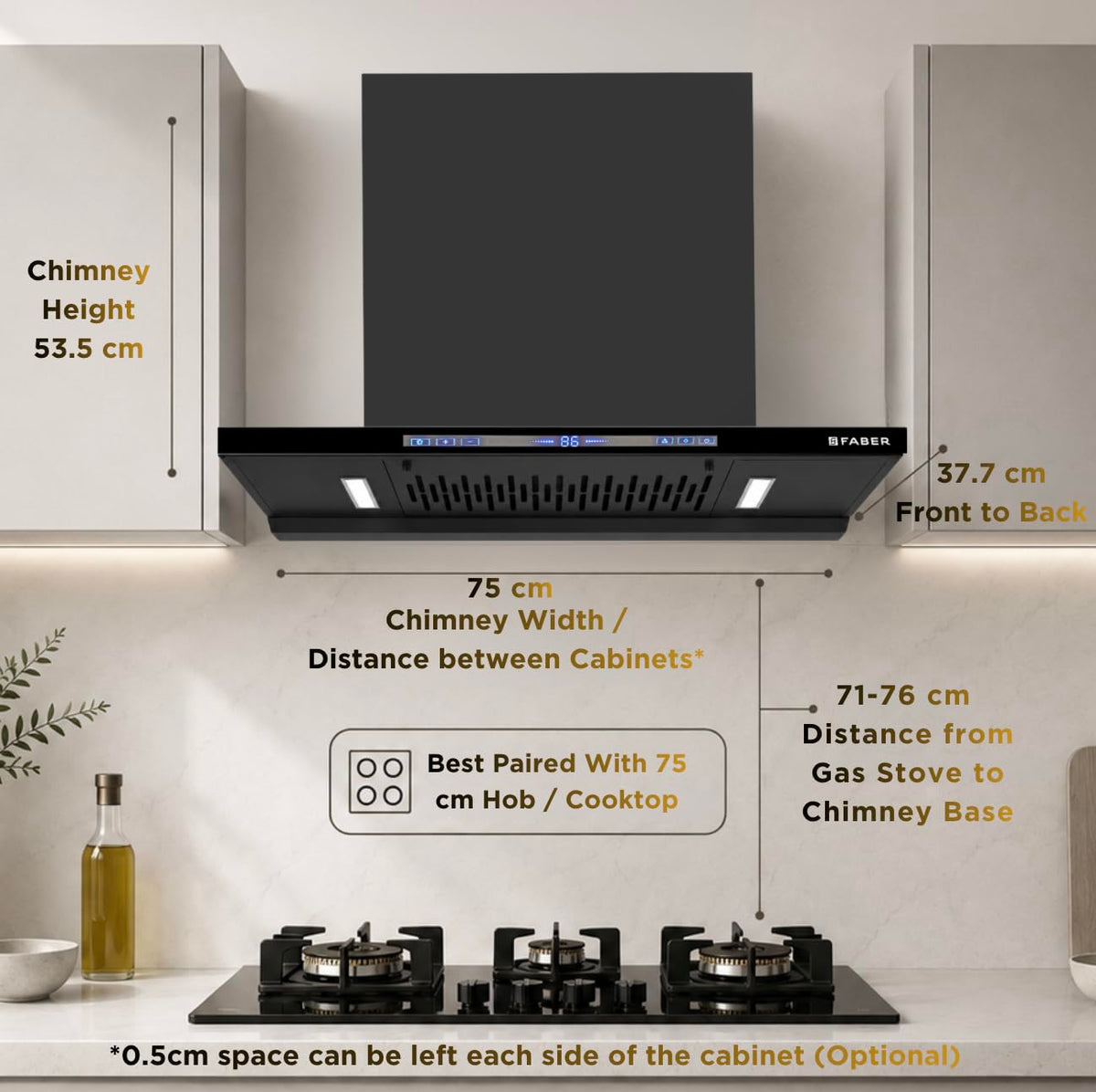 Faber SLIMX 75cm 1500m³/hr BLDC Autoclean Filterless T-Shape Chimney||Built In Oil Collector|Touch & Gesture Control|12Y