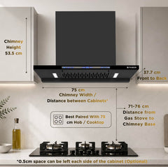 Faber SLIMX 75cm 1500m³/hr BLDC Autoclean Filterless T-Shape Chimney||Built In Oil Collector|Touch & Gesture Control|12Y